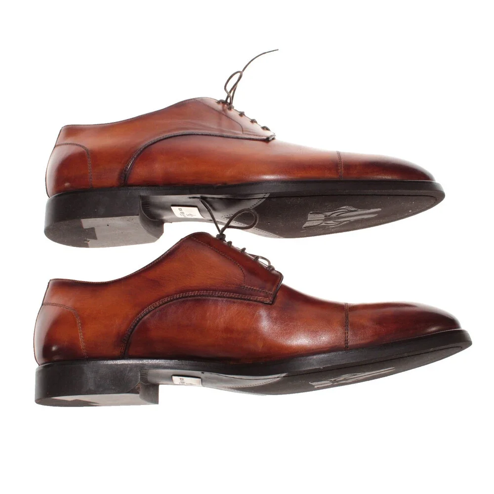 Di Bianco NWD Lace Up Derby Dress Shoes Size 46 (US 13) in Brown Leather